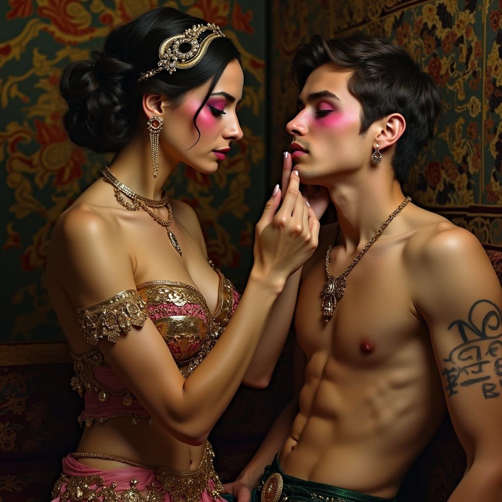 Sensual Ottoman-Inspired Portrait of Makeup Application