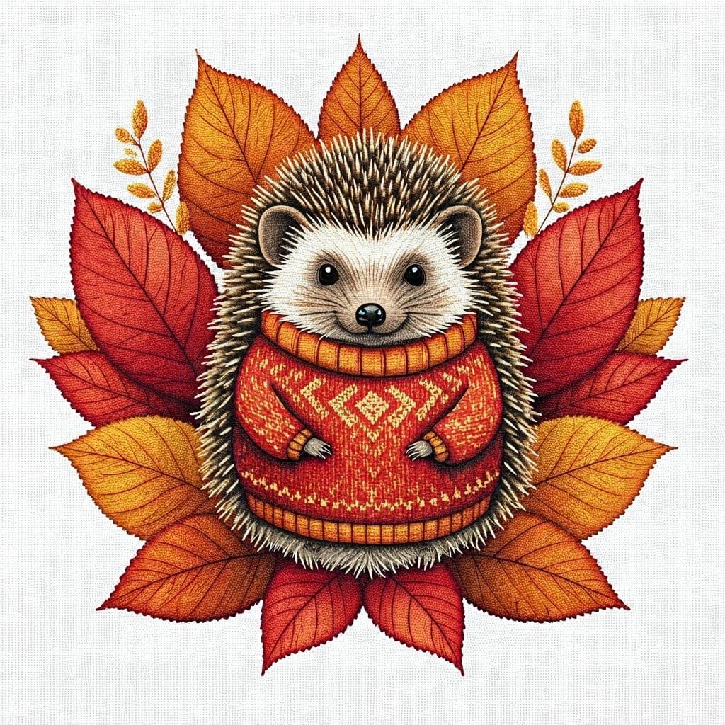 Illustration of an autumn hedgehog