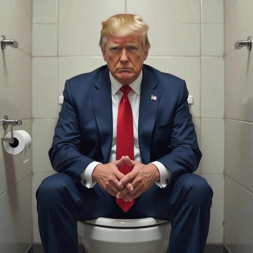 Donald Trump Portrait Blending Dystopian Sci-Fi Art Styles