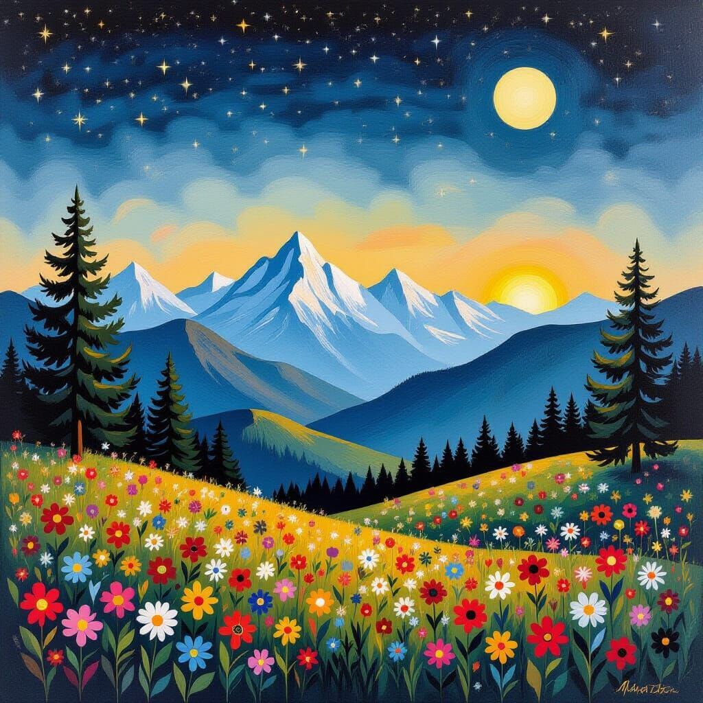 Surreal Mountain Landscape at Dawn