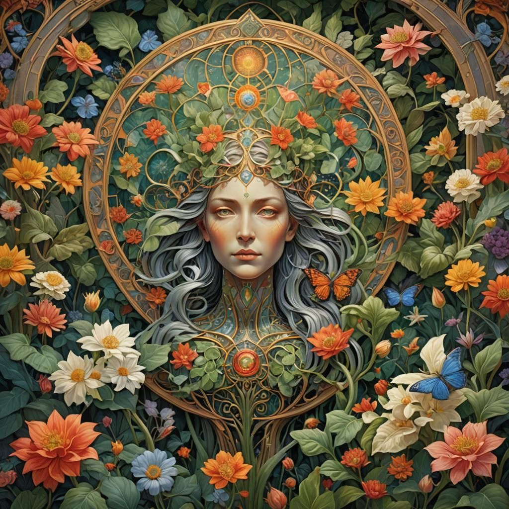 Visionary Art Nouveau Garden in Hyper-Detailed 8K
