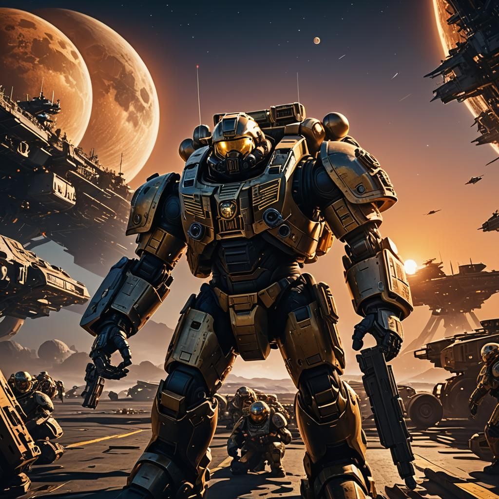 US Space Marine Ship Docks: Cinematic Digital Art