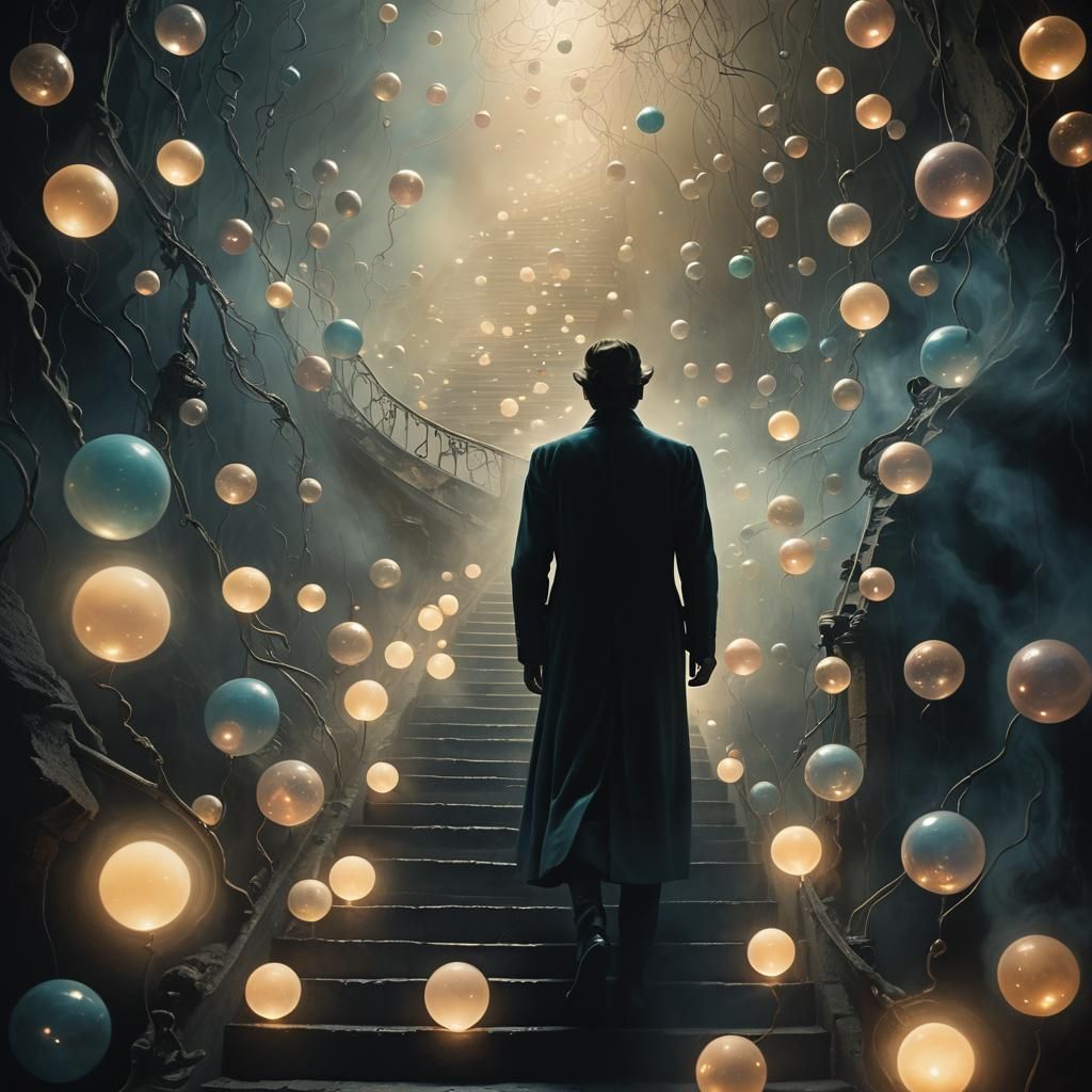 Ethereal Ascent: Surreal Stairway of Light