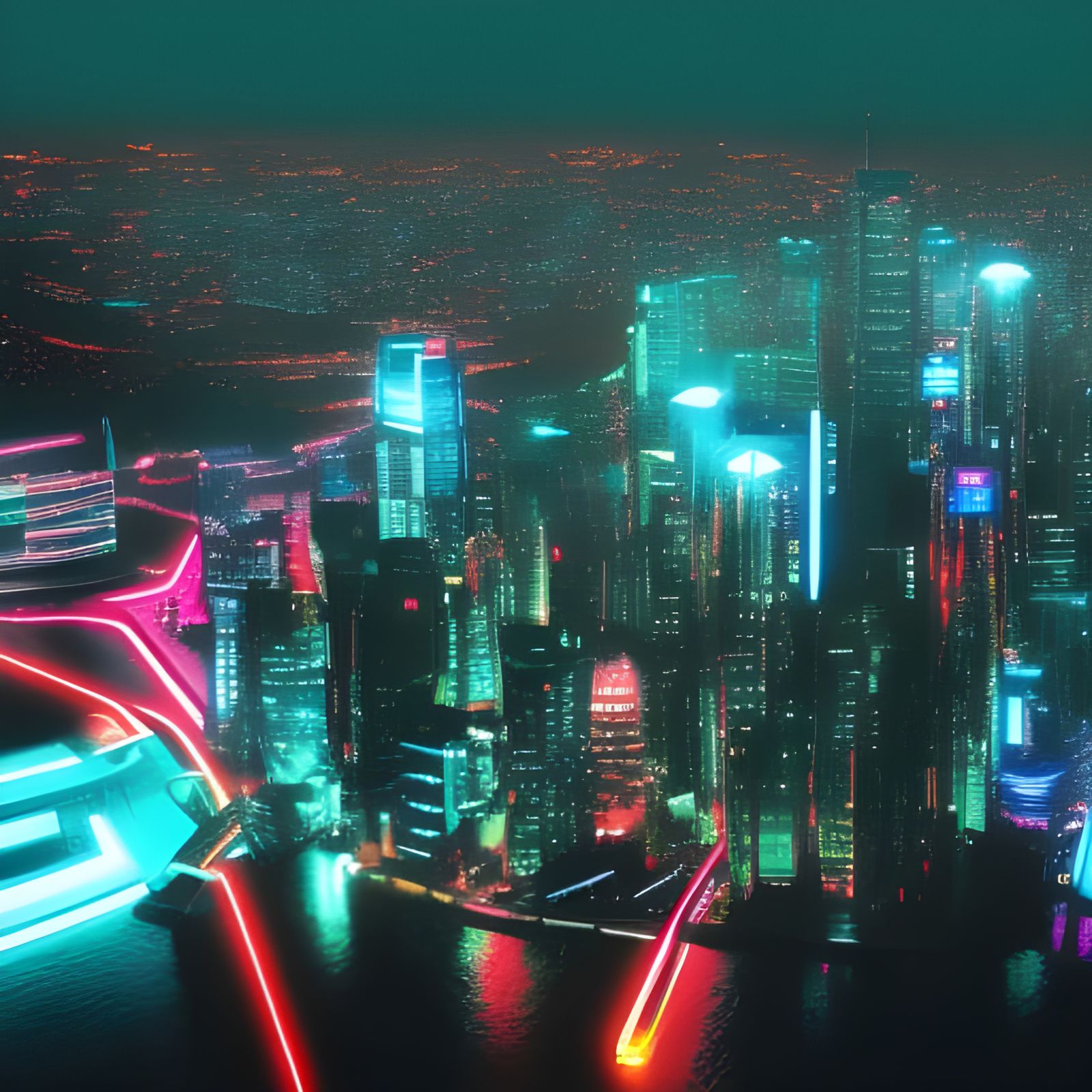 Neon Cityscape in Cyberpunk 2099 Style