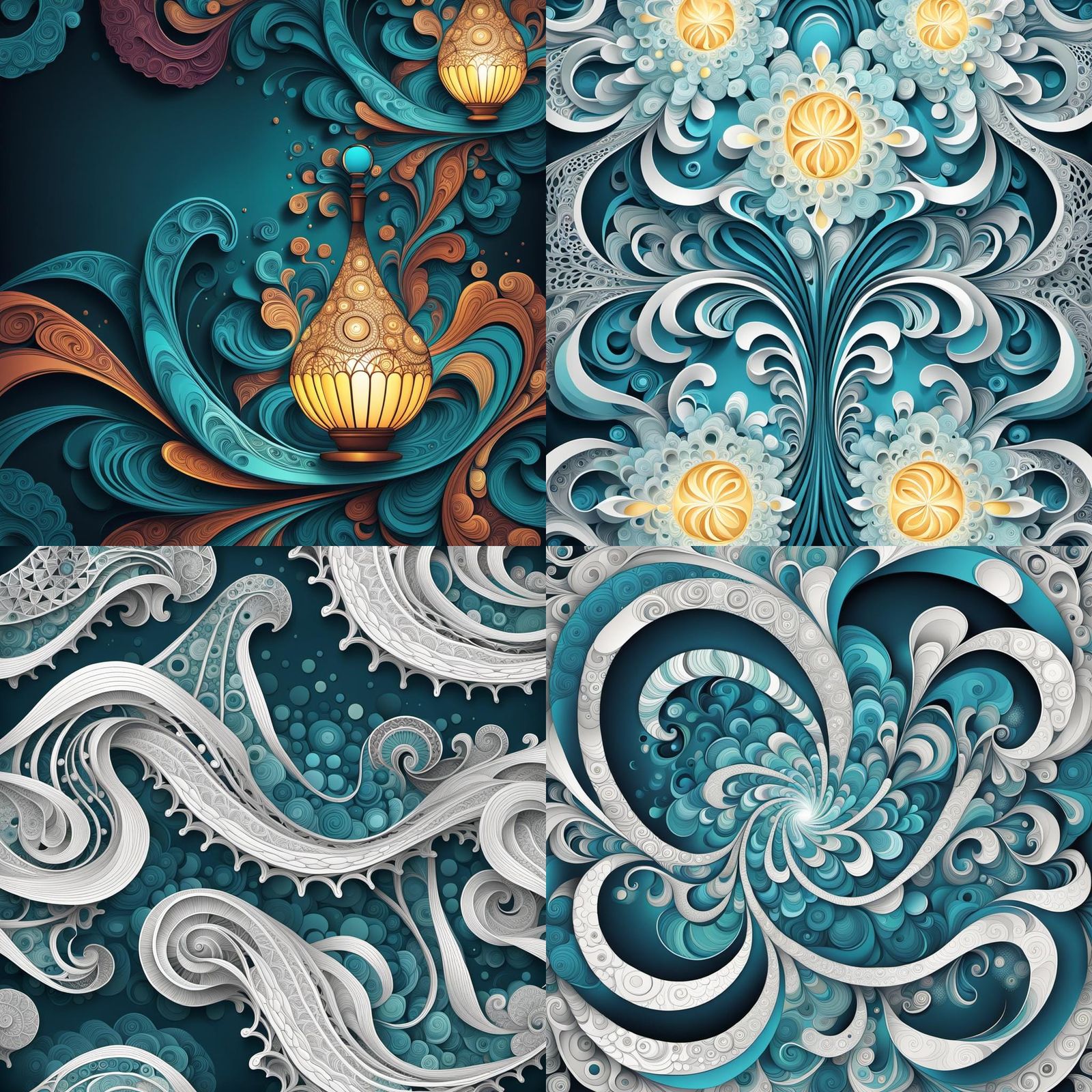 Abstract Whimsical Lamp with Fractal Elements