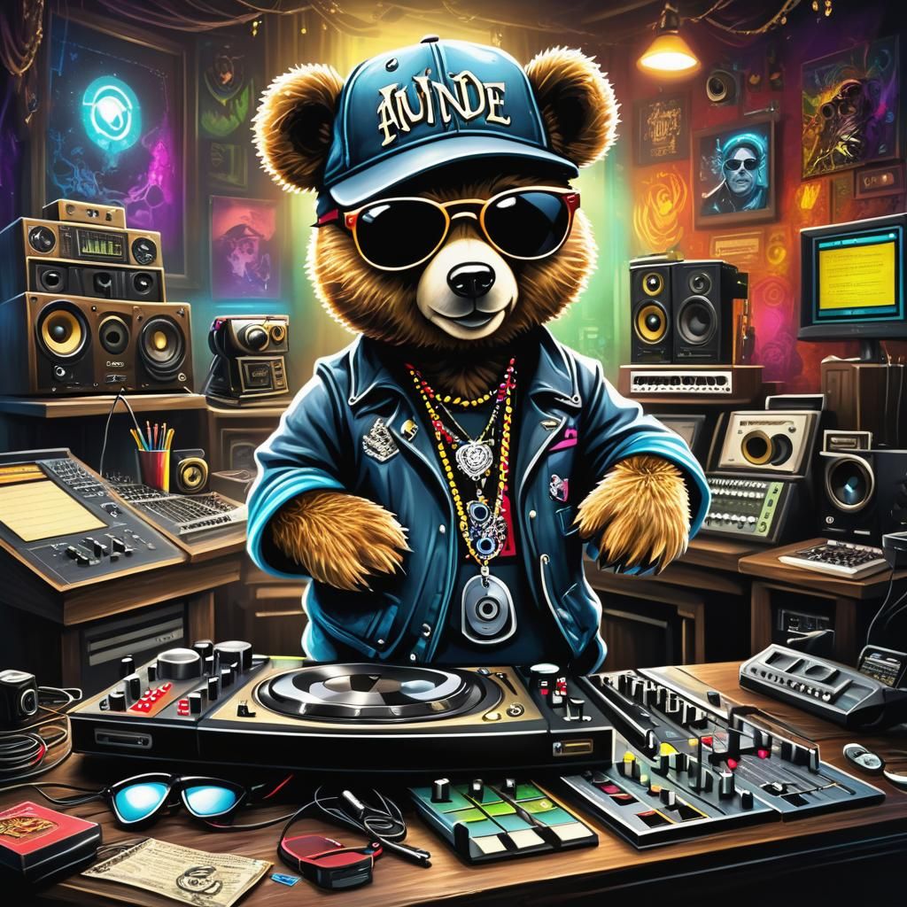 gangster DJ teddy bear