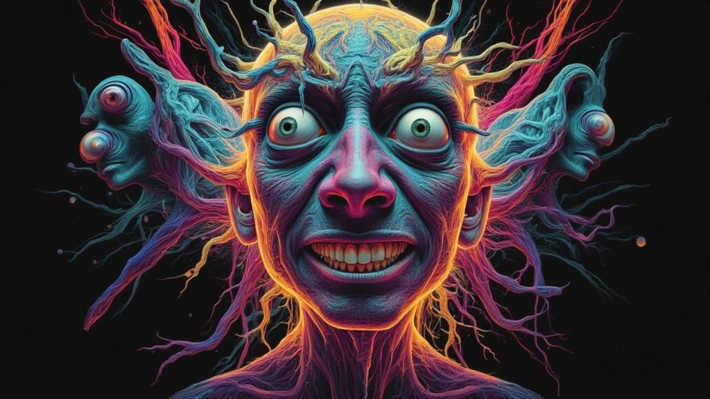 Fractal Man Mutation in Digital Inkblot Horror Style