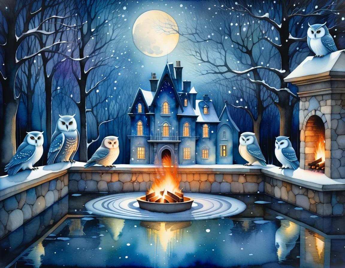 Ghostly Owl Flight Through Moonlit Magic