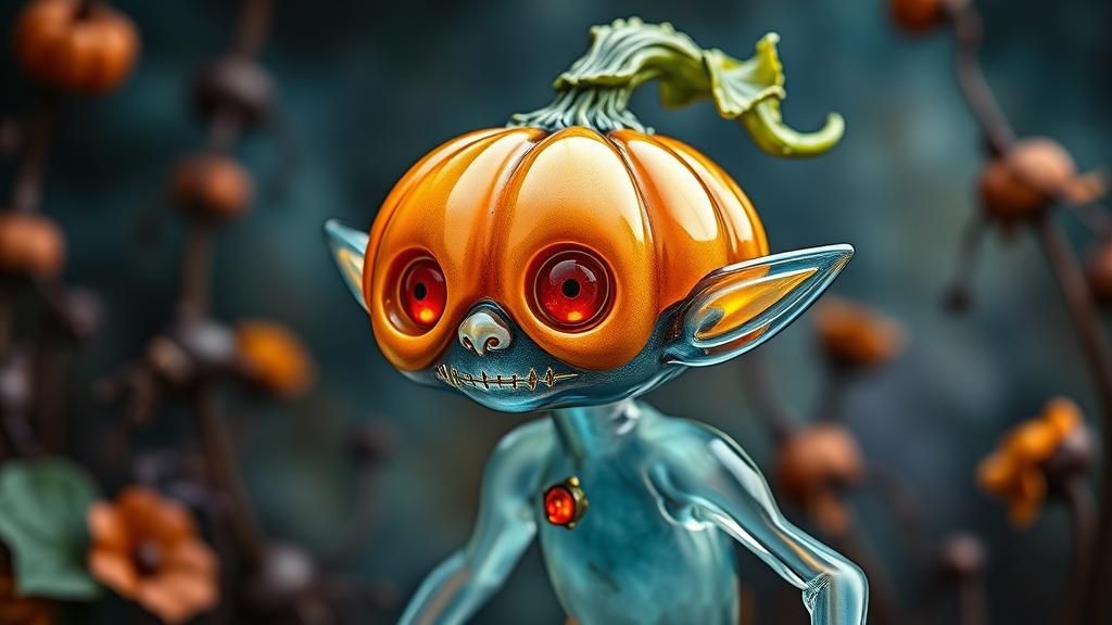 Glass Pumpkin Goblin in Surreal Watercolor Style