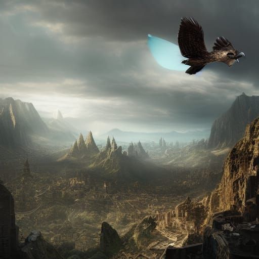 Epic Hawk in Flight: Dramatic Digital Painting