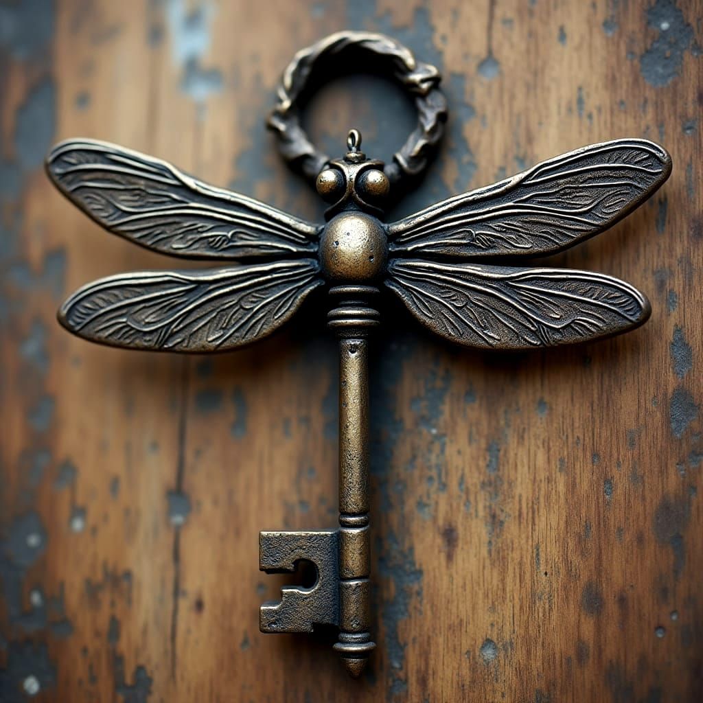 Antique Key Transforms into Dragonfly Wings