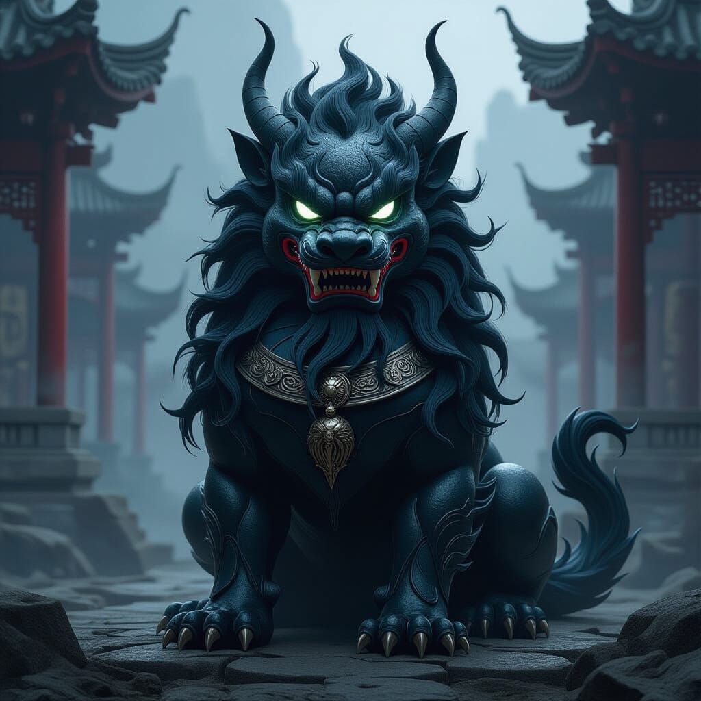 Venom Symbiote Foo Dog in Dark Fantasy Concept Art