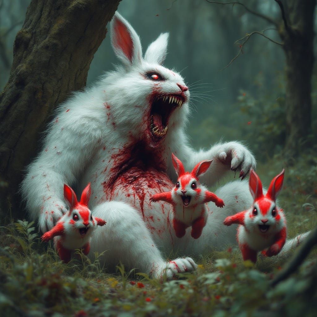 Terrifying Monster Rabbit's Agony in Digital Art