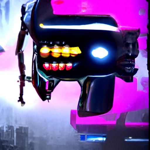 Cyberpunk Robot with Buzz Saw Arm