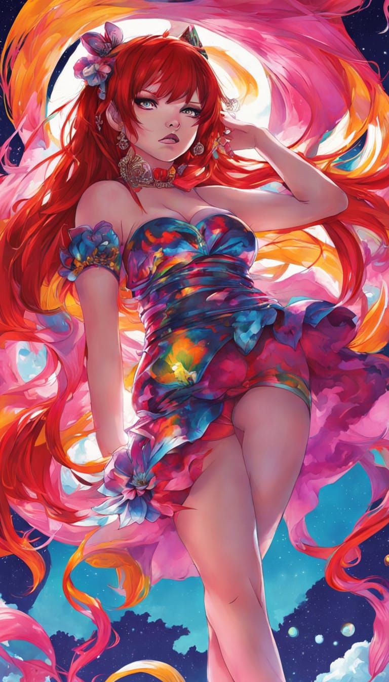 Vibrant Pop Culture Icon Ignites with Punk Rock Style