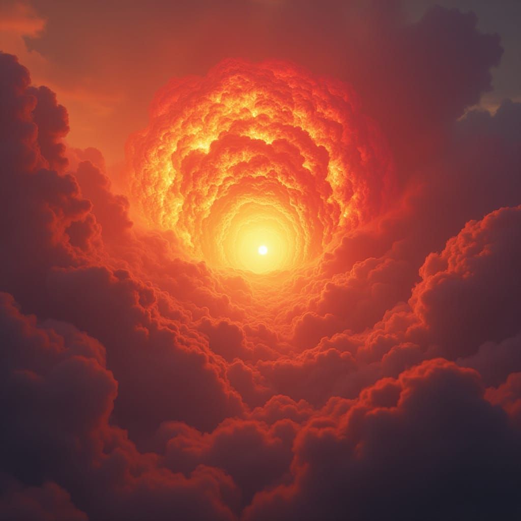 Fire Genasi Emerges from Cloud Portal