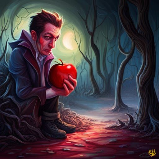 Vampire with Apple in Graffiti Street Art