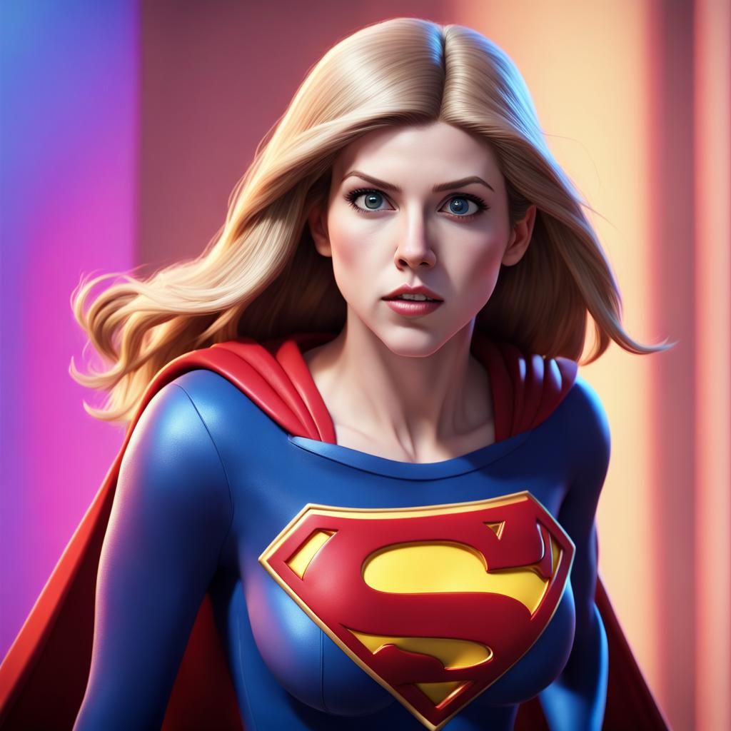Anna Kendrick as Supergirl in 3D Digital Art