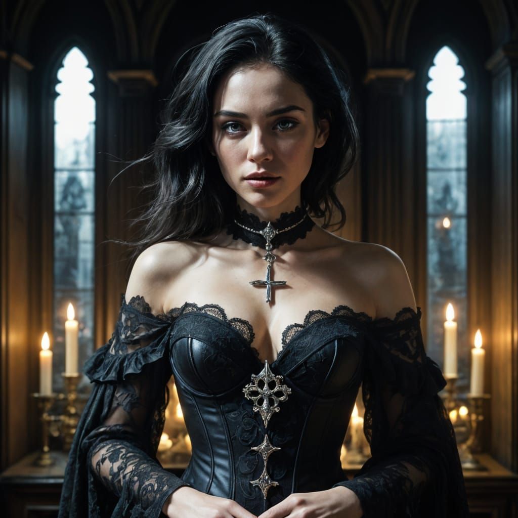 Gothic Woman in Ethereal Expressionist Style