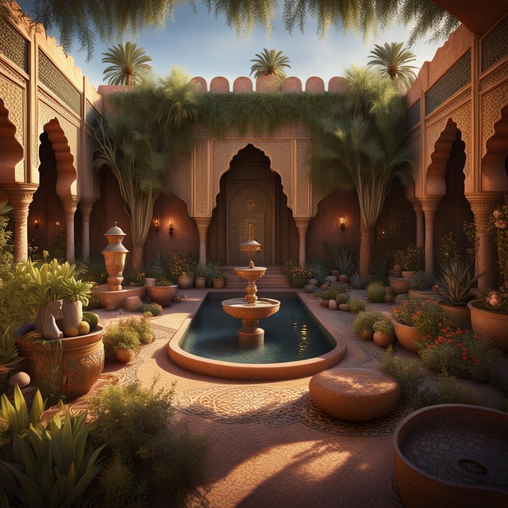 Marrakech Garden Oasis in National Geographic Style