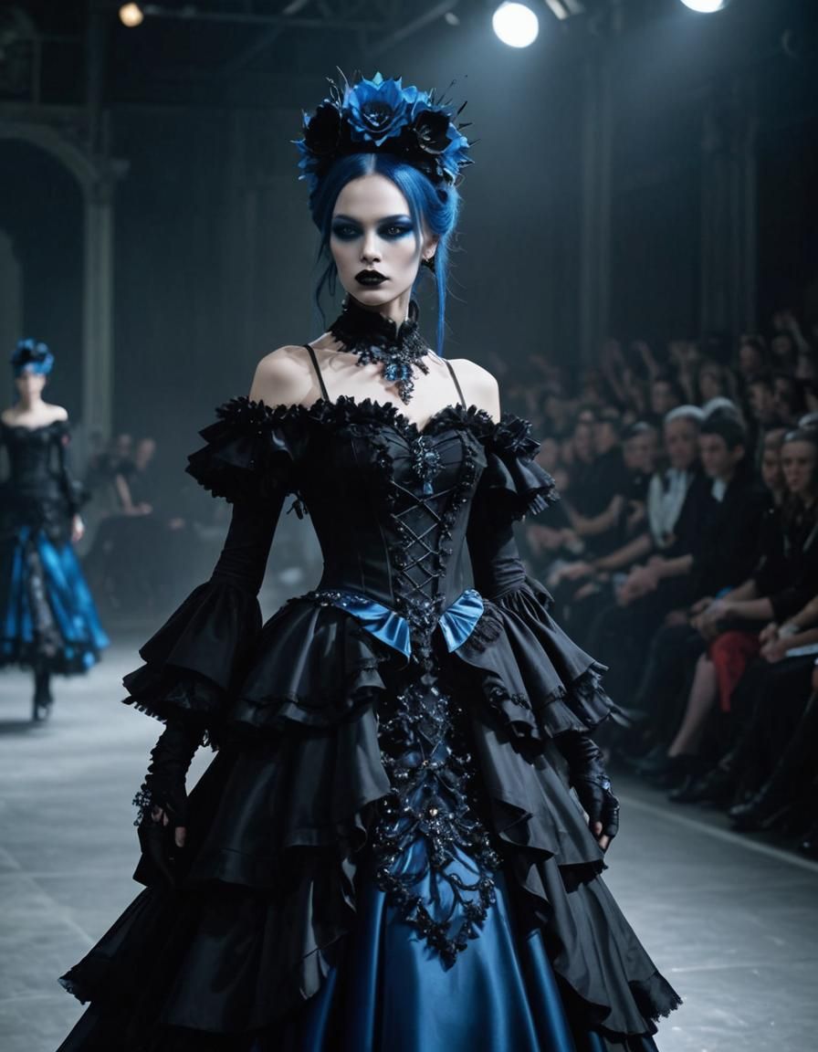 Gothic Model in Ruffled Gown by Vampire Design