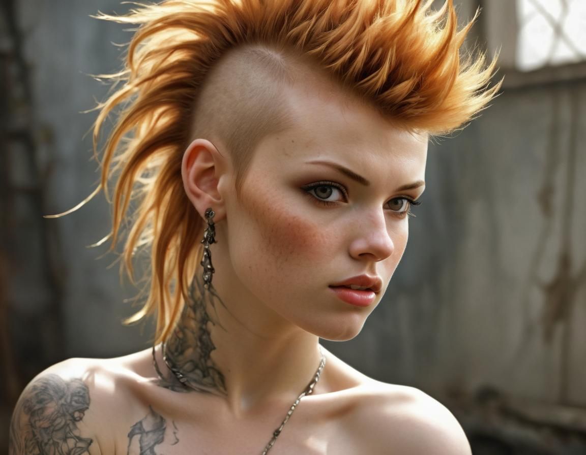 Punk Rock Mohawk Portrait in Anime Style