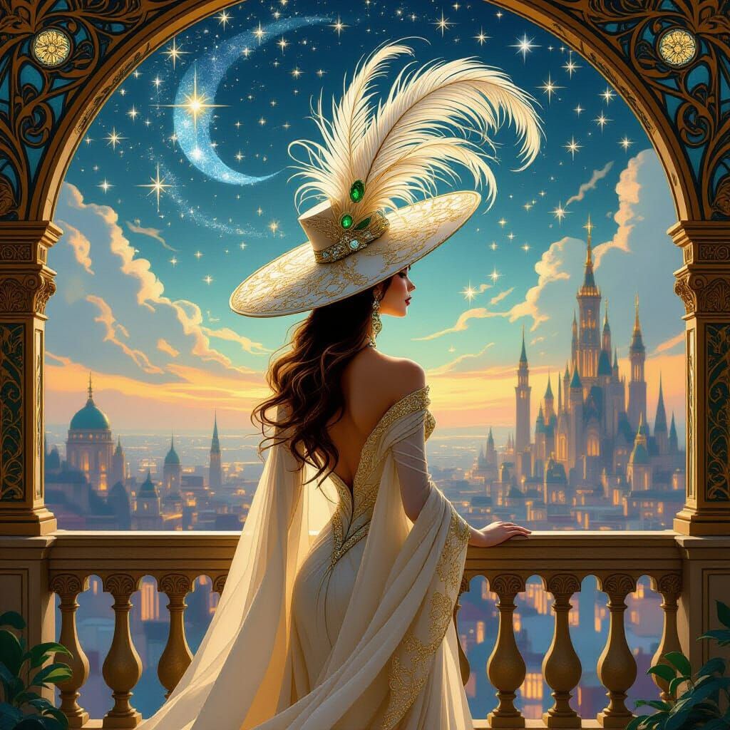 Majestic Phoenix Feather Hat on Ethereal Queen