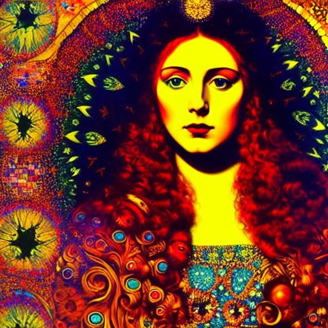Psychedelic Expressionist Portrait in Klimt-Bauhaus Style
