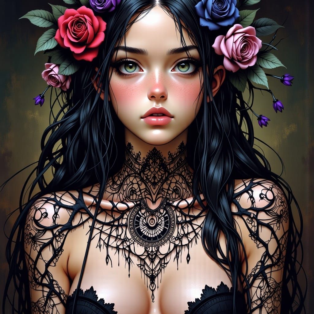 Intricate Tattoo Art: Lace and Floral Design