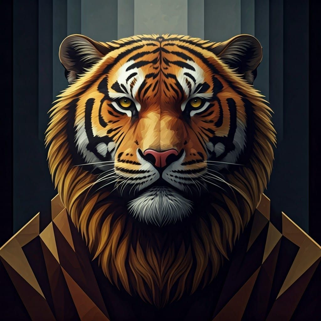 Burning Tyger in Cubist Forest
