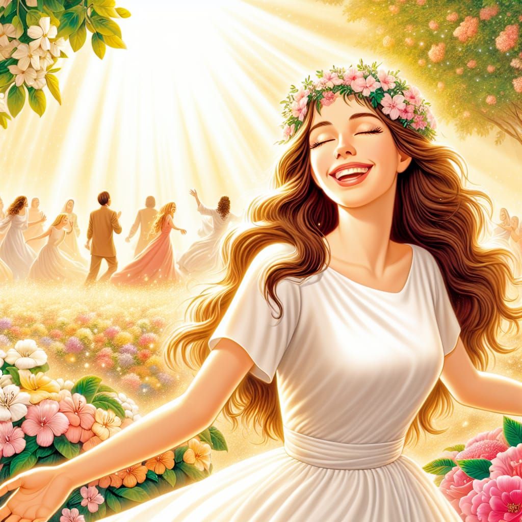 A Woman's Happiest Day in a Blooming Garden
