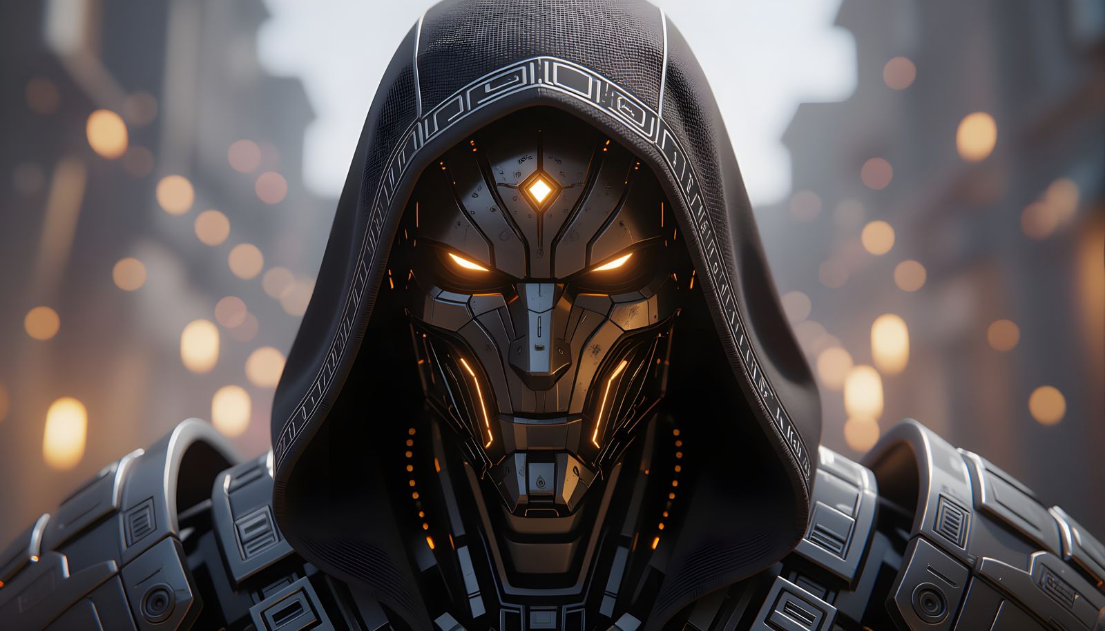 Godlike AI Entity with Glowing Aura in 3D Style