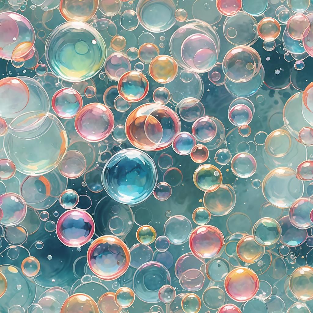 Vibrant Anime Bubbles in Pastel Colors