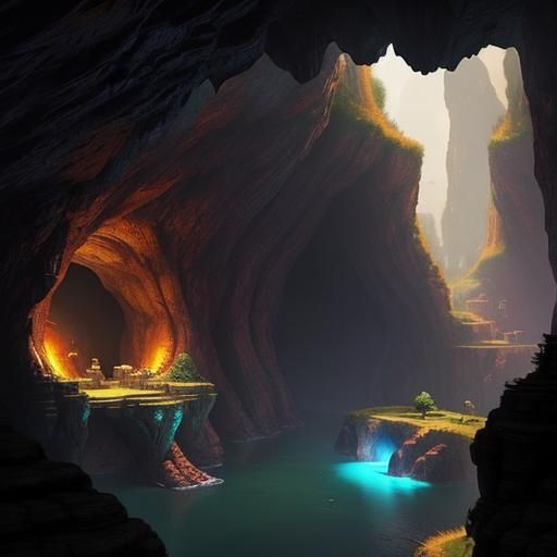 Cyberpunk Dragon in a Fantastical Cave