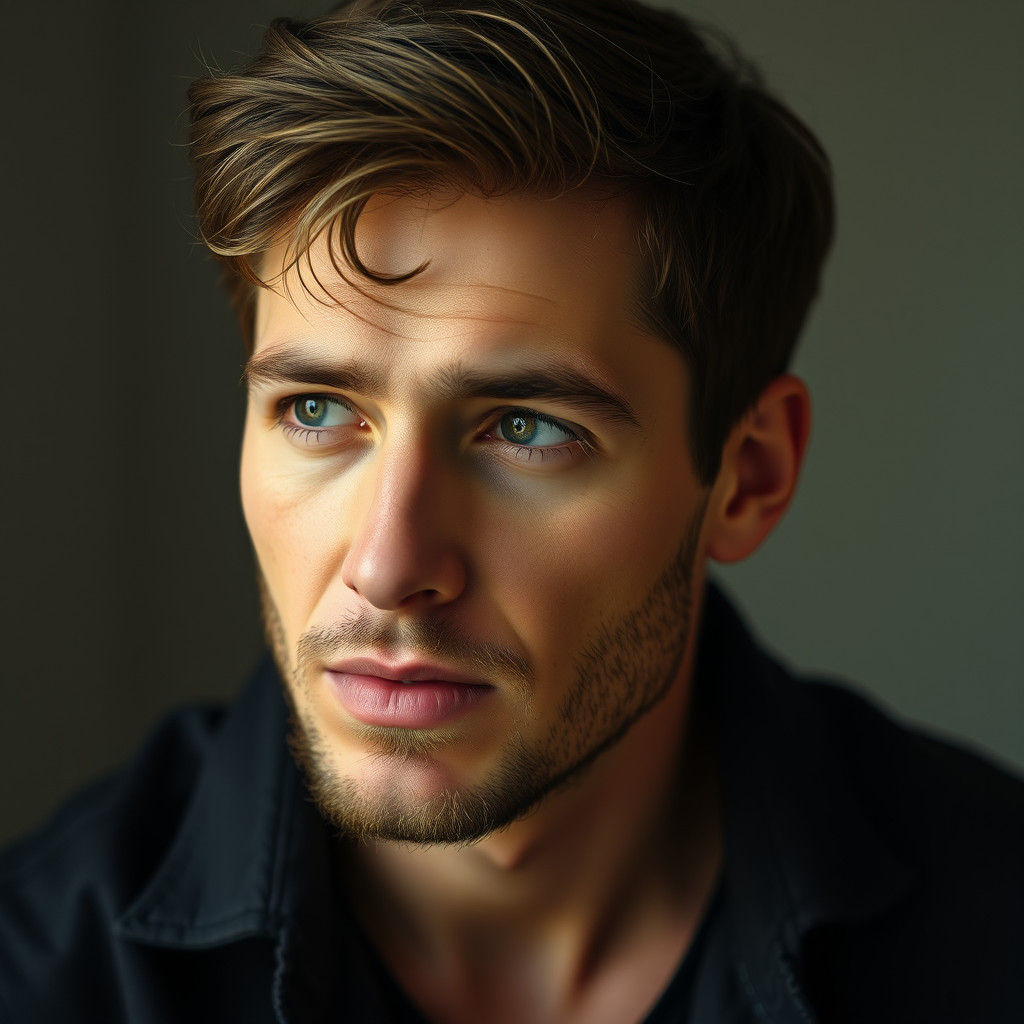 Photorealistic Portrait of a Man Lost in Thought