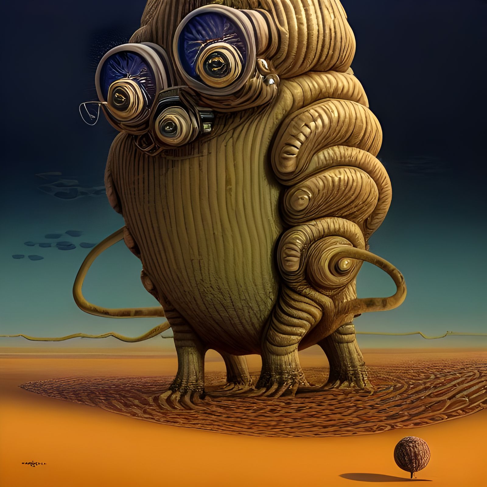 Hookworm Portrait with Tardigrade Friend in Biopunk Style
