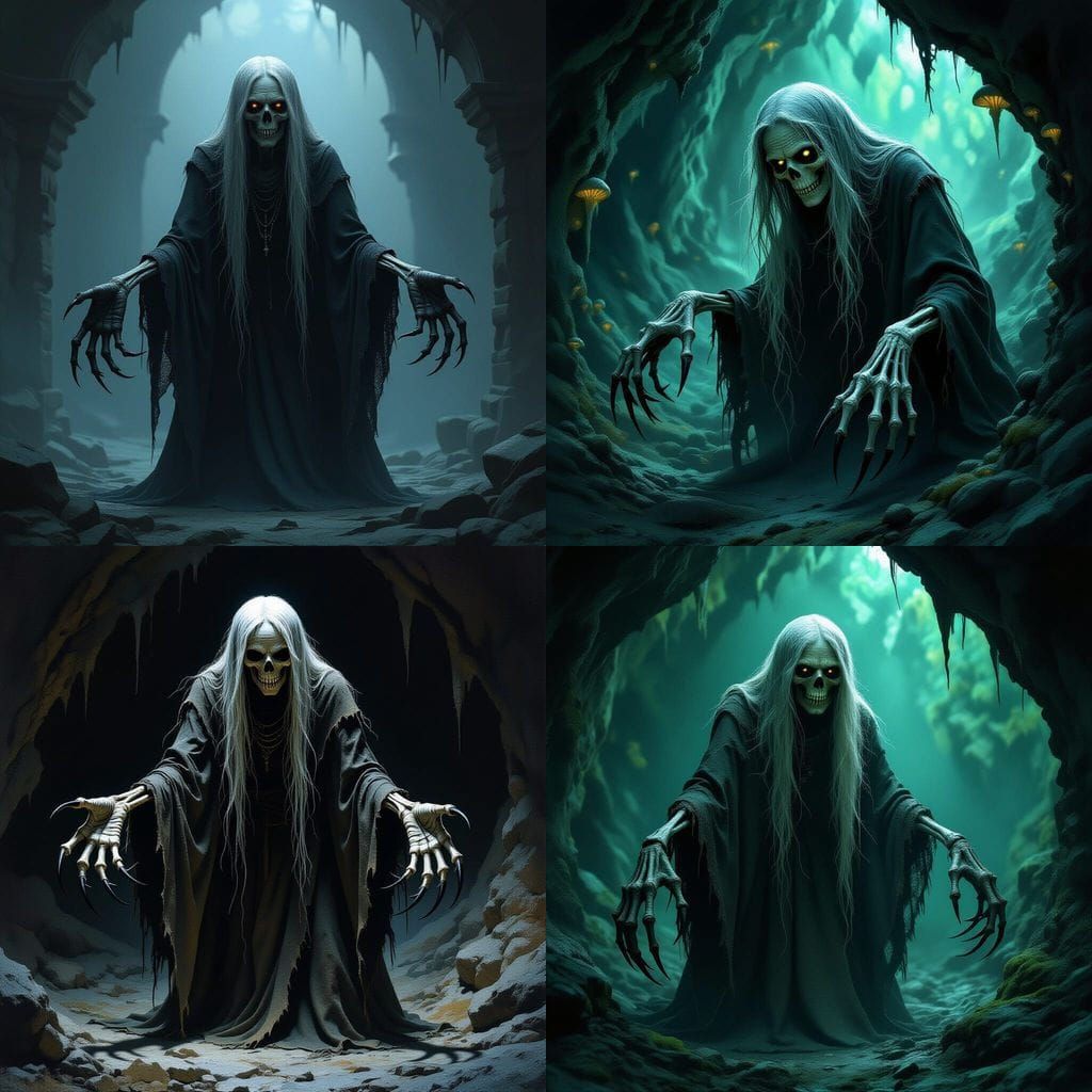 Undead Bone Claw with Black Talons in Dark Cavern