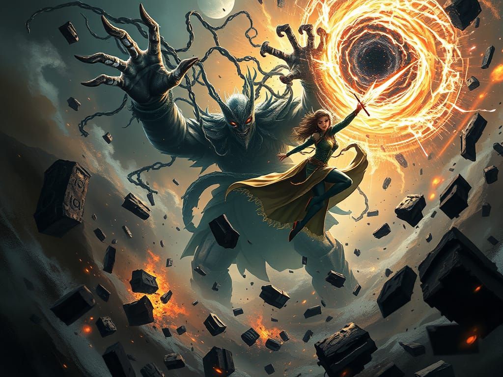 Hero Unleashes Dark Power in Digital Painting