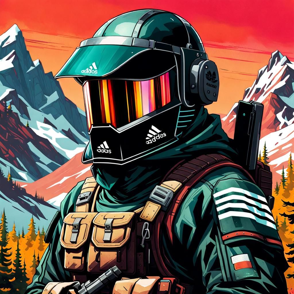 Adidas Tracksuit Portrait in Watercolor Style