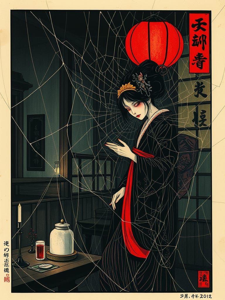 Gothic Courtesan in Haunted Teahouse: Traditional Japanese W...