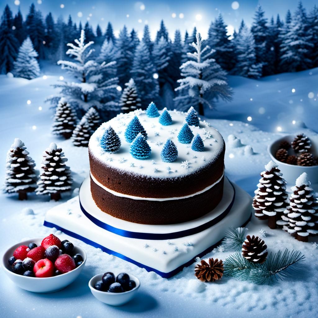Festive Winter Cake Decoration
