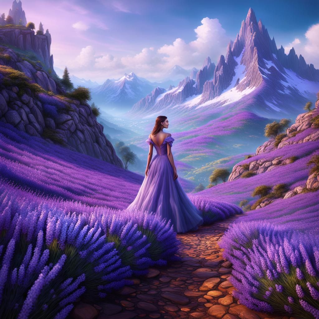 Girl in Lavender on Flower Mountain