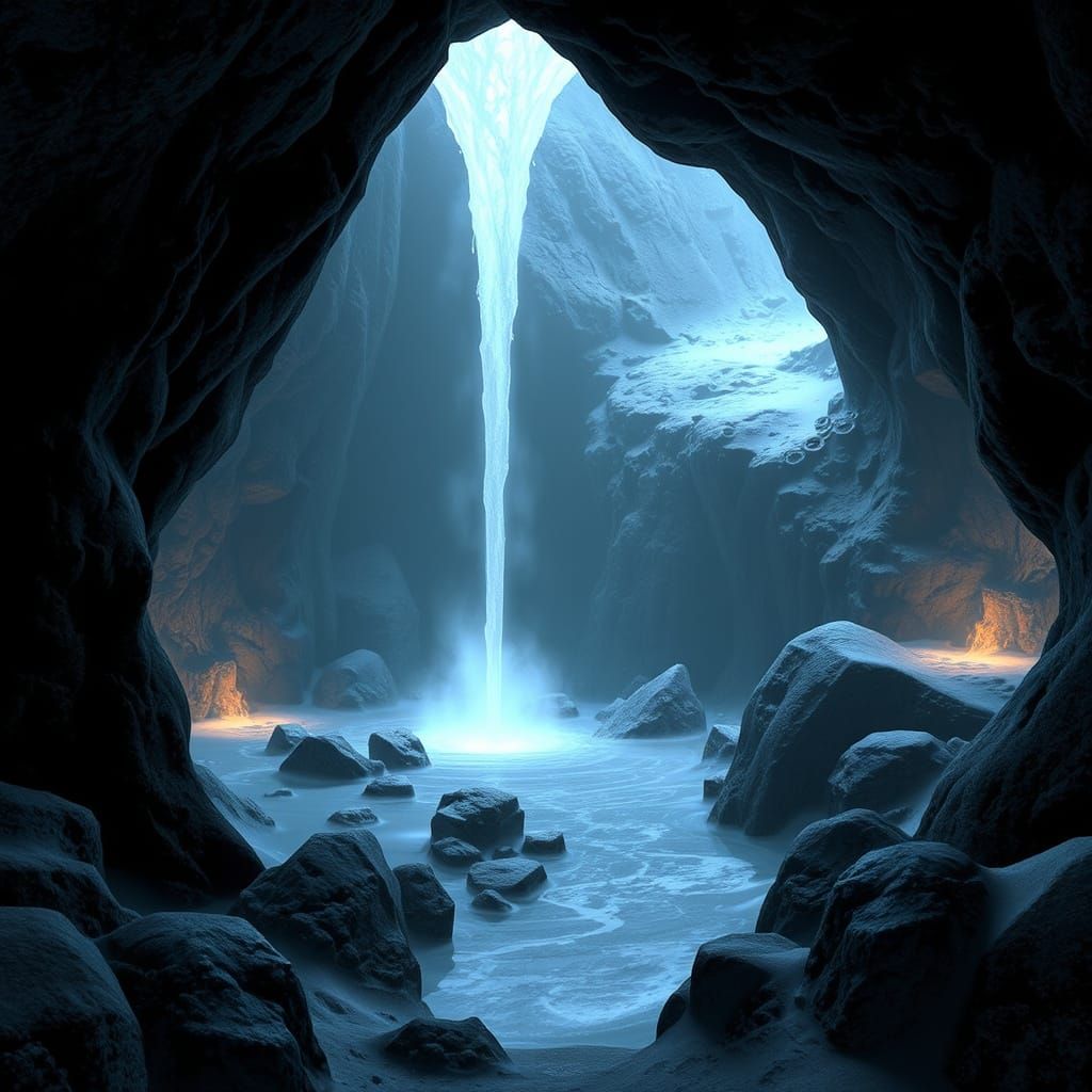 Mysterious Skyrim Grotto in a Volcanic Landscape