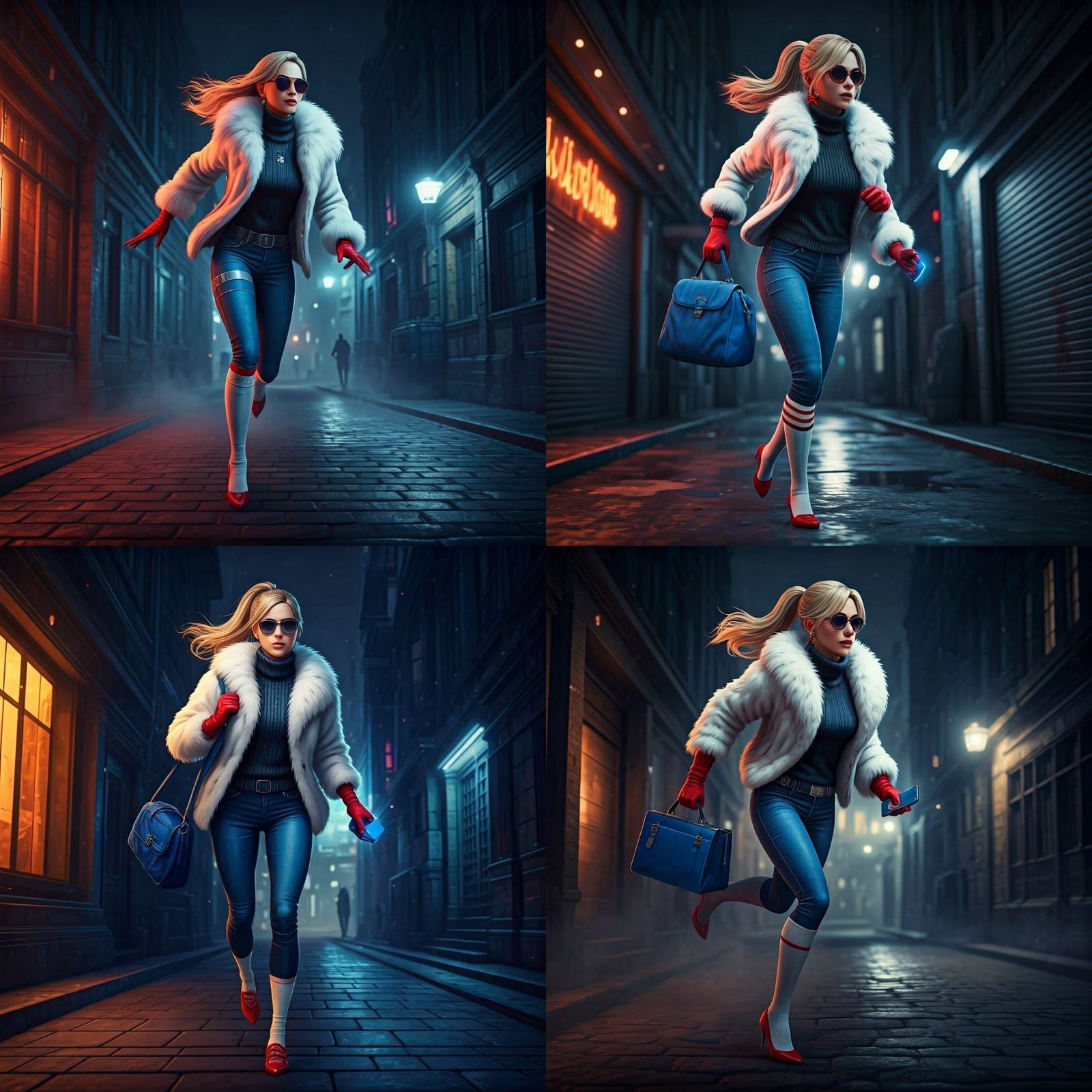 Woman Loses Shoe Running in Alley at Night