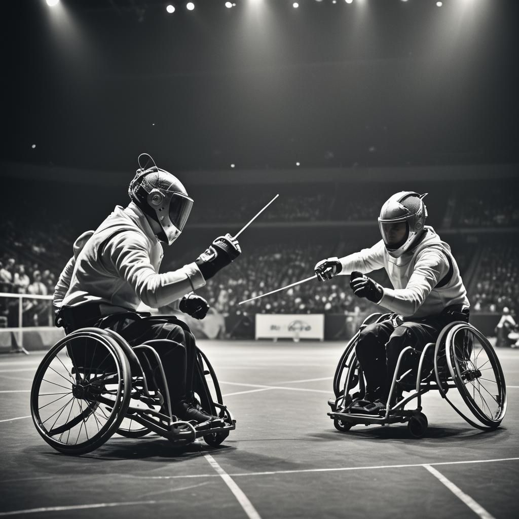 Intense Wheelchair Fencing at the Paralympics in High Contra...
