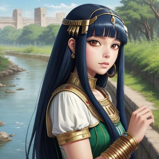 Cleopatra Sends Kisses: An Anime-Style River Portrait