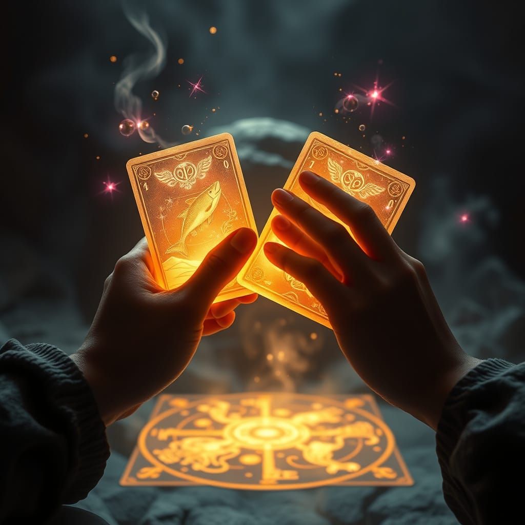 Ethereal Hands Shuffle Golden Tarot Cards