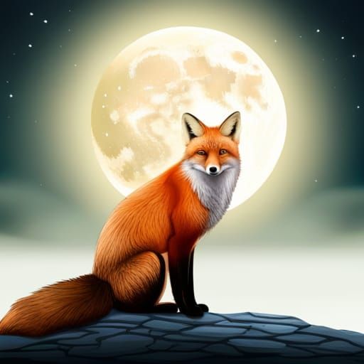 Majestic Fox Under Starry Sky: Bokeh Photography