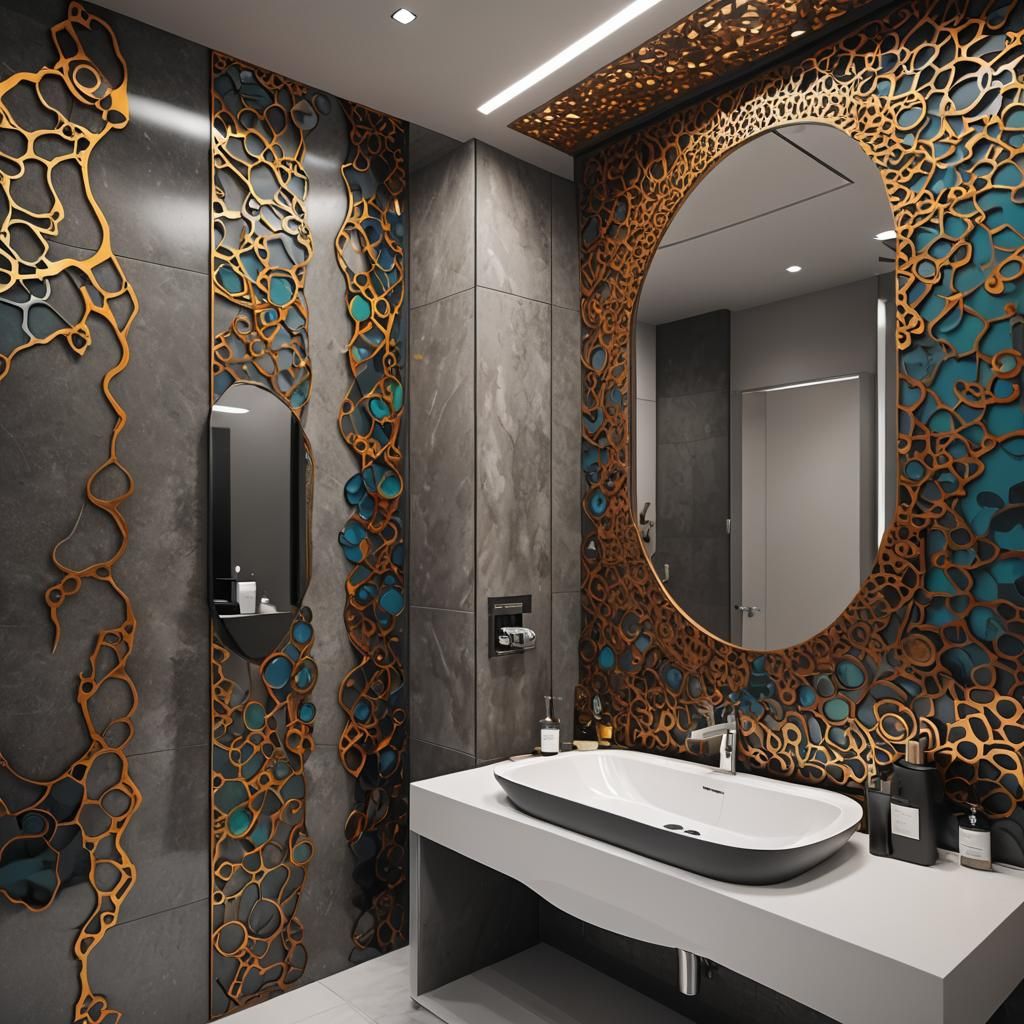 Modern Bathroom with Laser-Cut Ceramic Colors