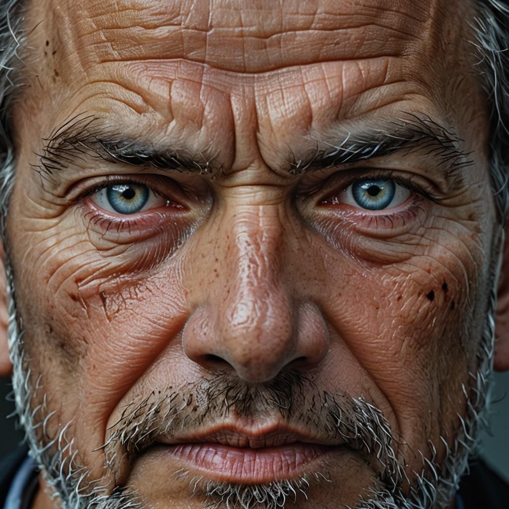 Intense Close-Up Portrait of an Evil Man